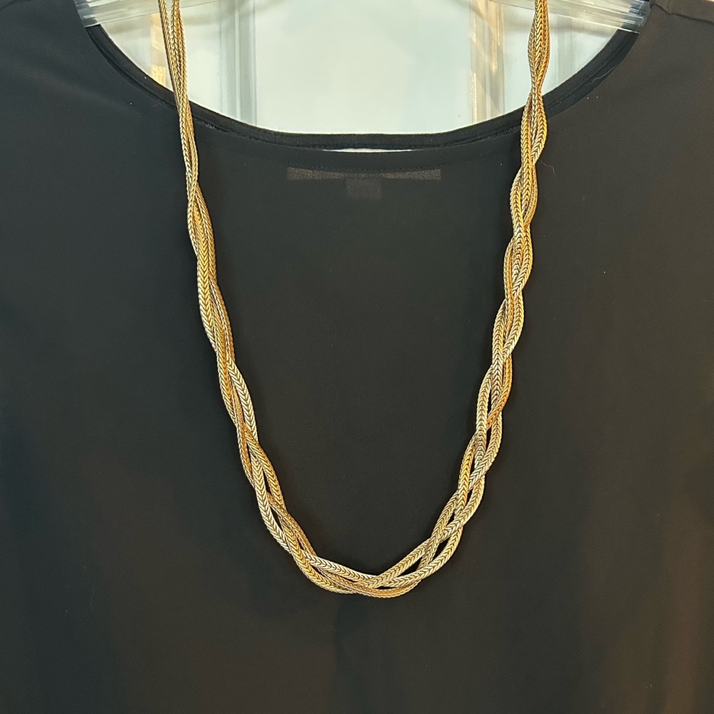Vintage Gold Tone Multi-Strand Twisted Chain Necklace